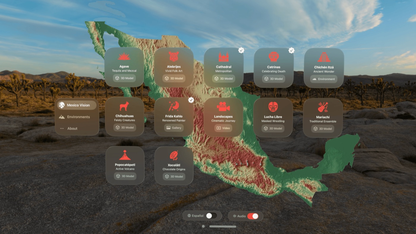 Interactive 3D map of México with cultural landmarks