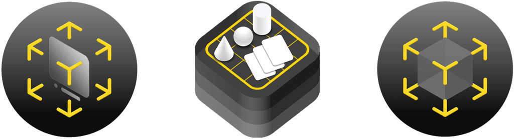 ARKit, Reality Composer Pro, and RealityKit framework icons