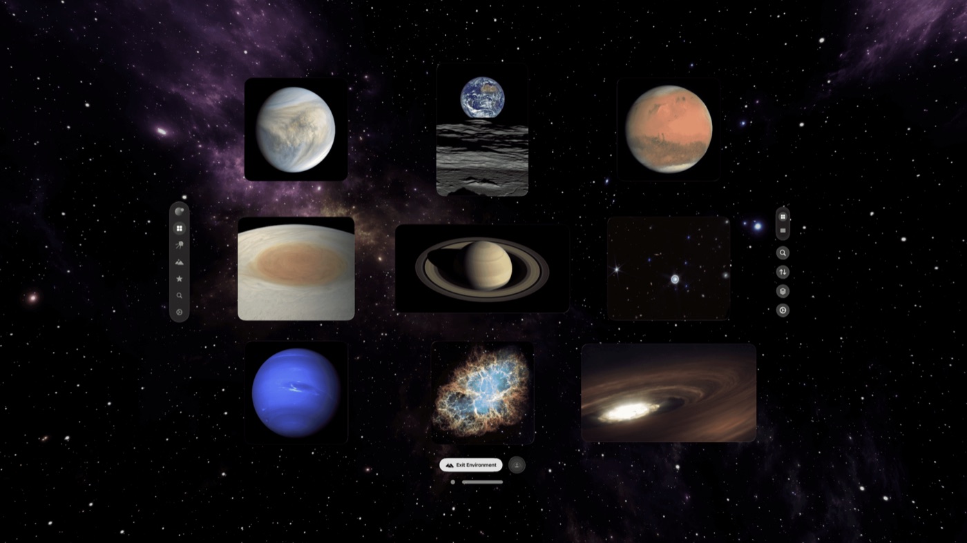 A grid of planets and deep-space objects in Astronoma